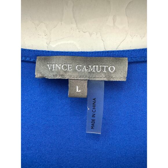 VINCE CAMUTO | Cobalt Blue 3/4 Sleeve Asymmetrical Hem Tunic Top | Size Large - Picture 5 of 6